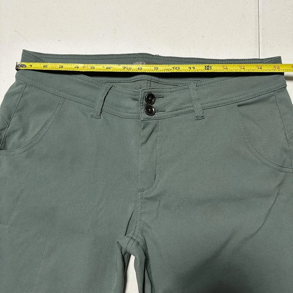 PrAna Halle Straight Smoky Blue Hiking Climbing Pants Stretch Roll-up Legs Sz 10 - Picture 7 of 13
